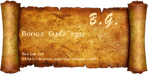 Boncz György névjegykártya